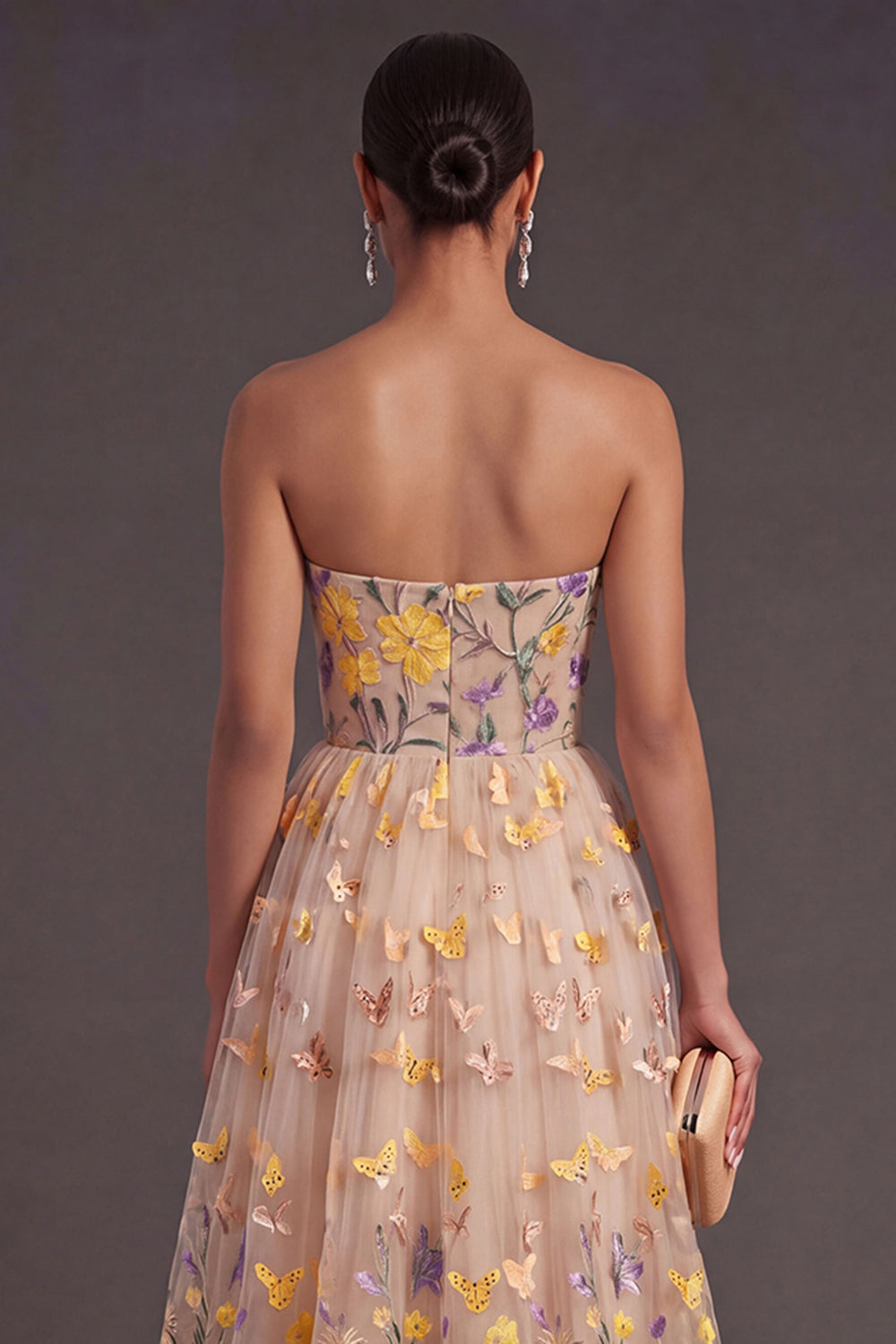 Apricot Margot Floral Appliqué A-Line Dress