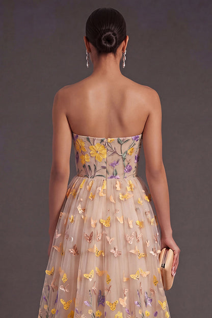 Apricot Margot Floral Appliqué A-Line Dress