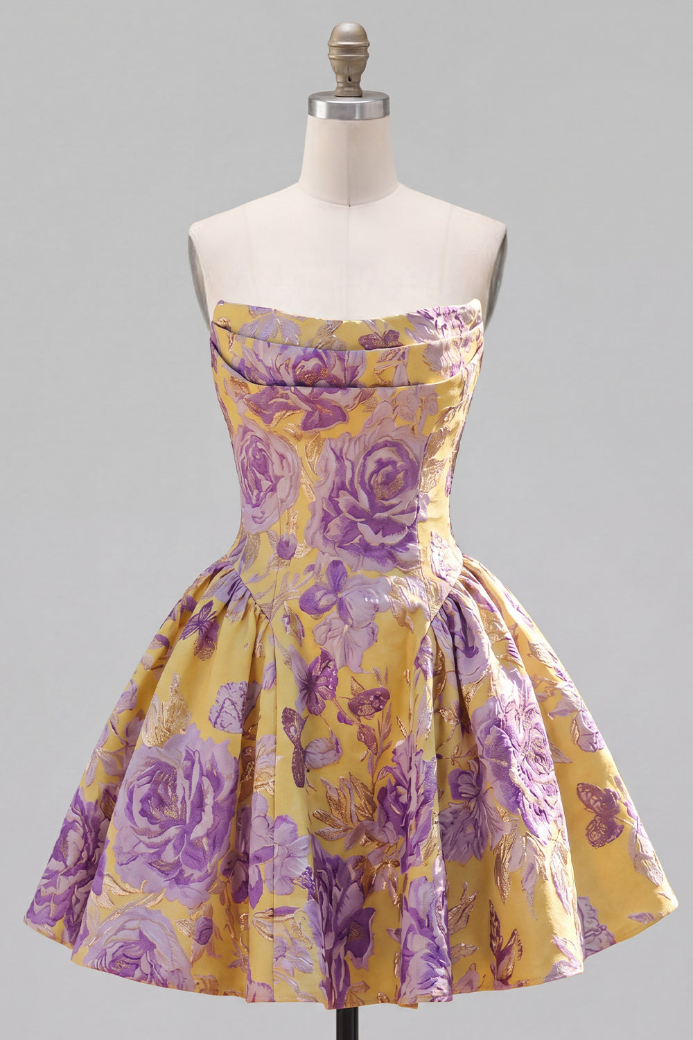 Orange Violet Jacquard A-Line Homecoming Dress