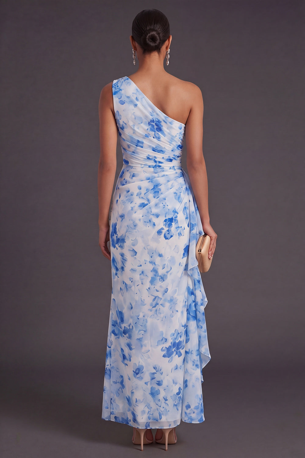 Blue Flower Matilda Floral Ruched Mermaid Dress