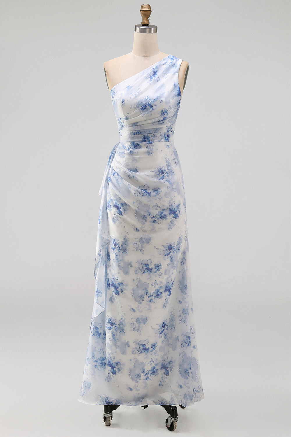 Blue Flower Matilda Floral Ruched Mermaid Dress