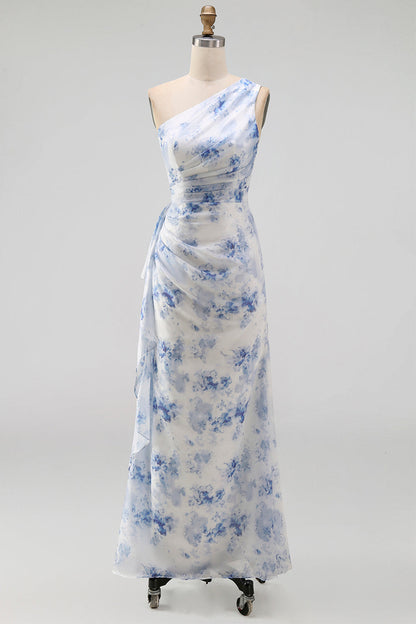 Blue Flower Matilda Floral Ruched Mermaid Dress
