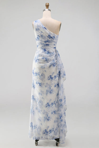 Blue Flower Matilda Floral Ruched Mermaid Dress
