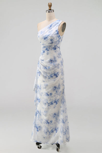 Blue Flower Matilda Floral Ruched Mermaid Dress
