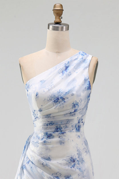Blue Flower Matilda Floral Ruched Mermaid Dress