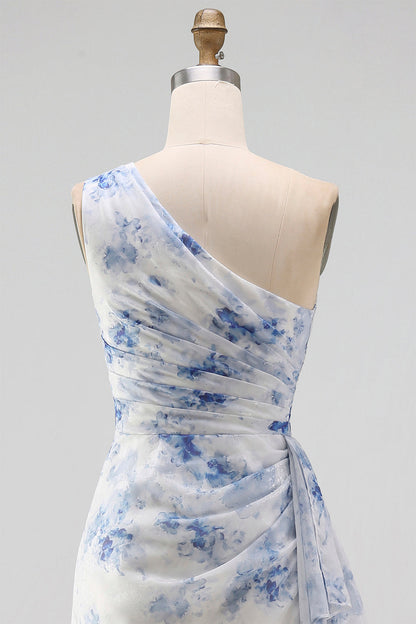 Blue Flower Matilda Floral Ruched Mermaid Dress