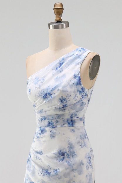 Blue Flower Matilda Floral Ruched Mermaid Dress
