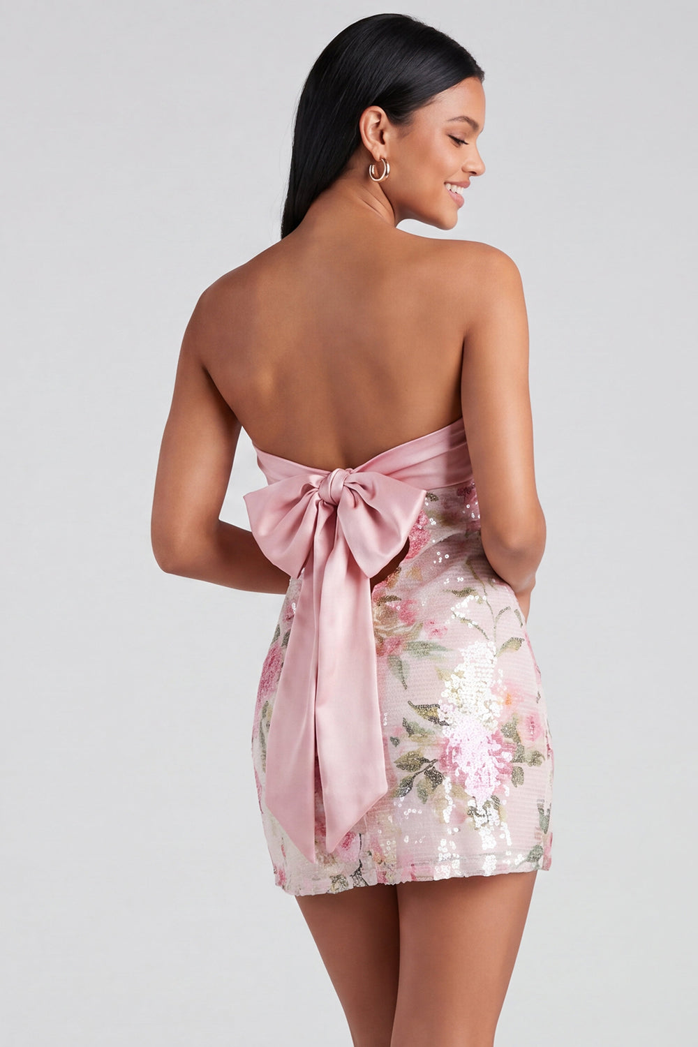 Light Pink Delilah Sequin Strapless Dress