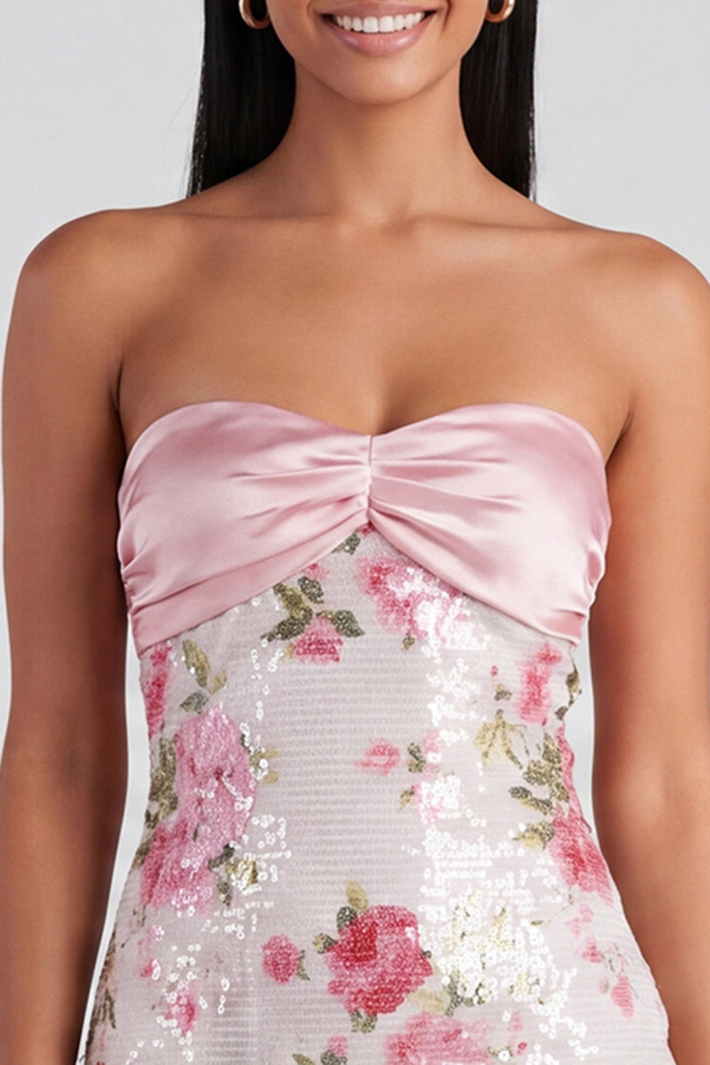 Light Pink Delilah Sequin Strapless Dress