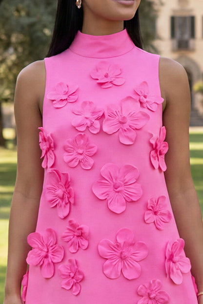 Ivory Venetia Floral High-Neck A-Line Dress