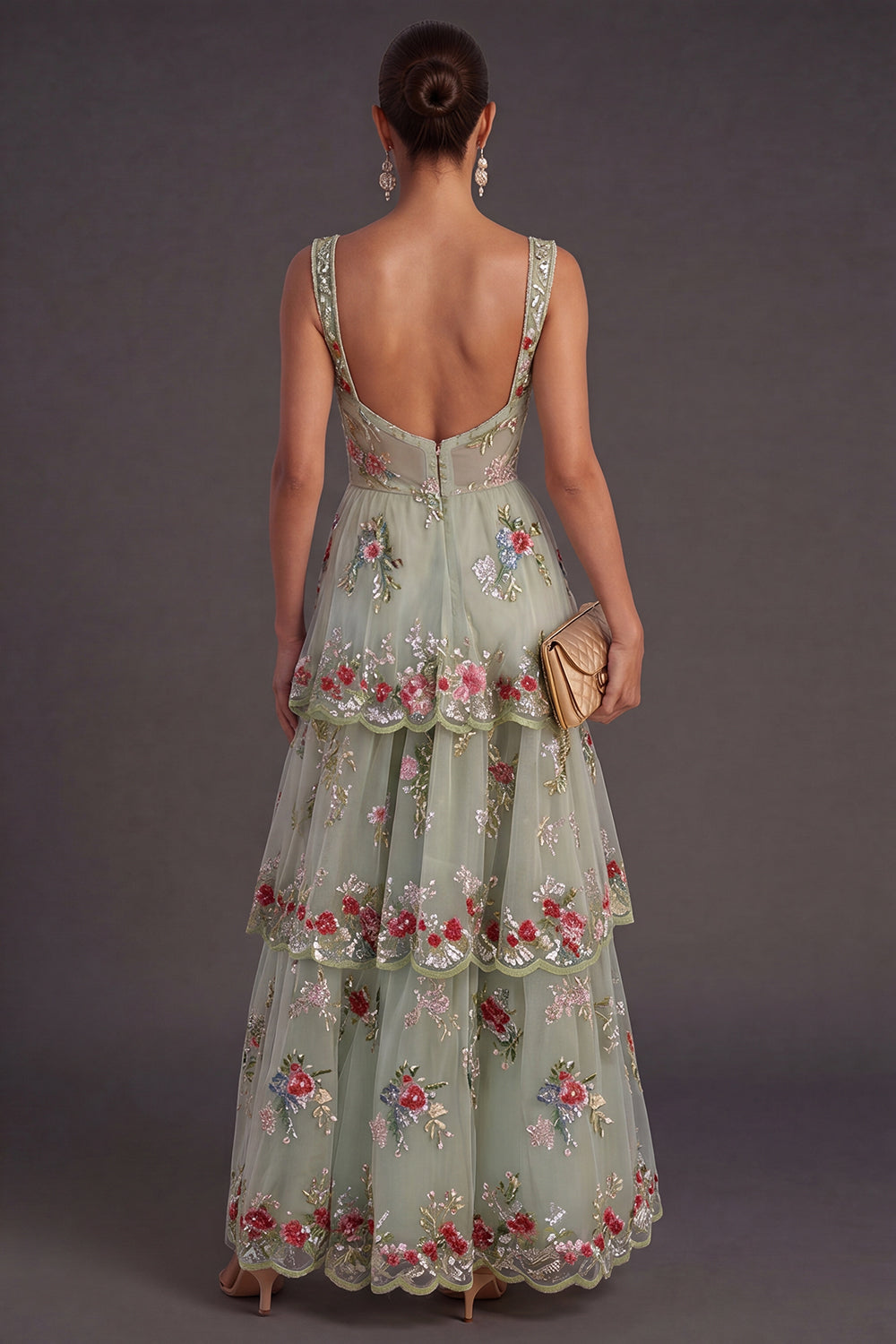Yellow Margot Sequin Floral A-Line Dress