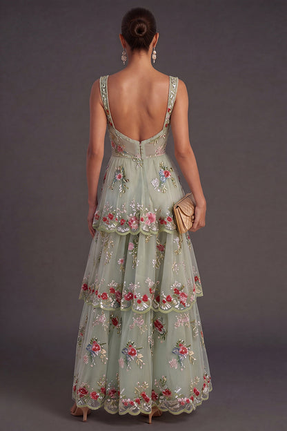 Yellow Margot Sequin Floral A-Line Dress