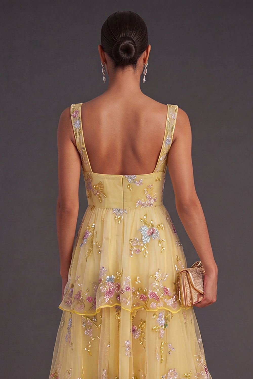 Green Margot Sequin Floral A-Line Dress