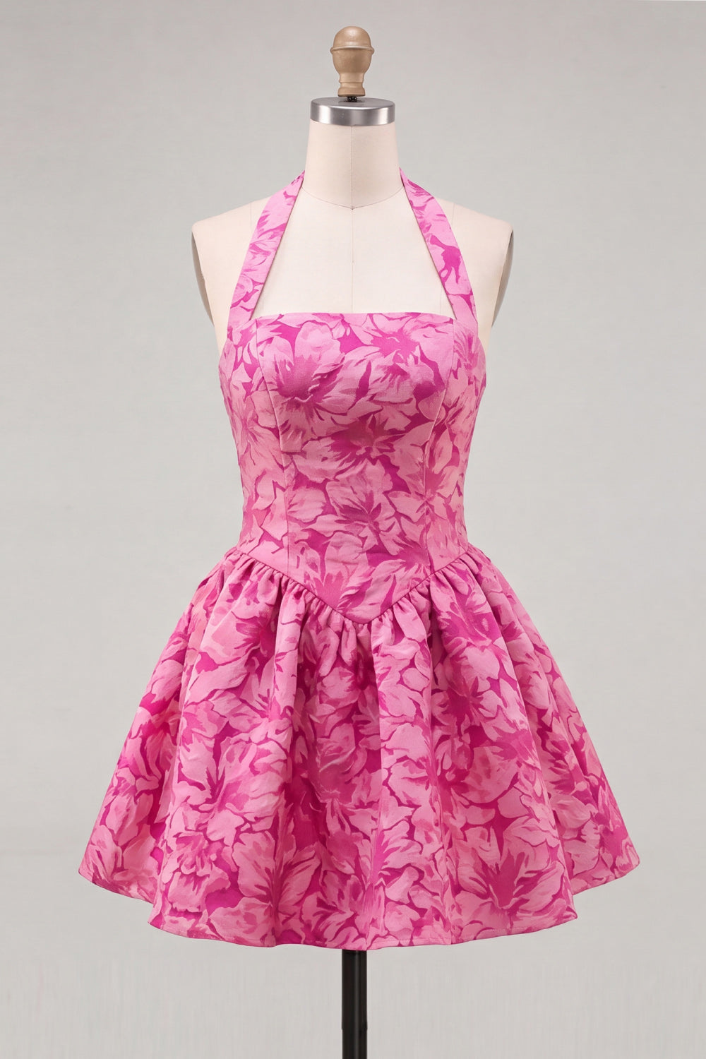 Yellow Margot Jacquard Halter A-Line Dress
