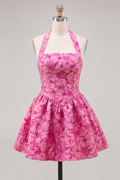 Yellow Margot Jacquard Halter A-Line Dress