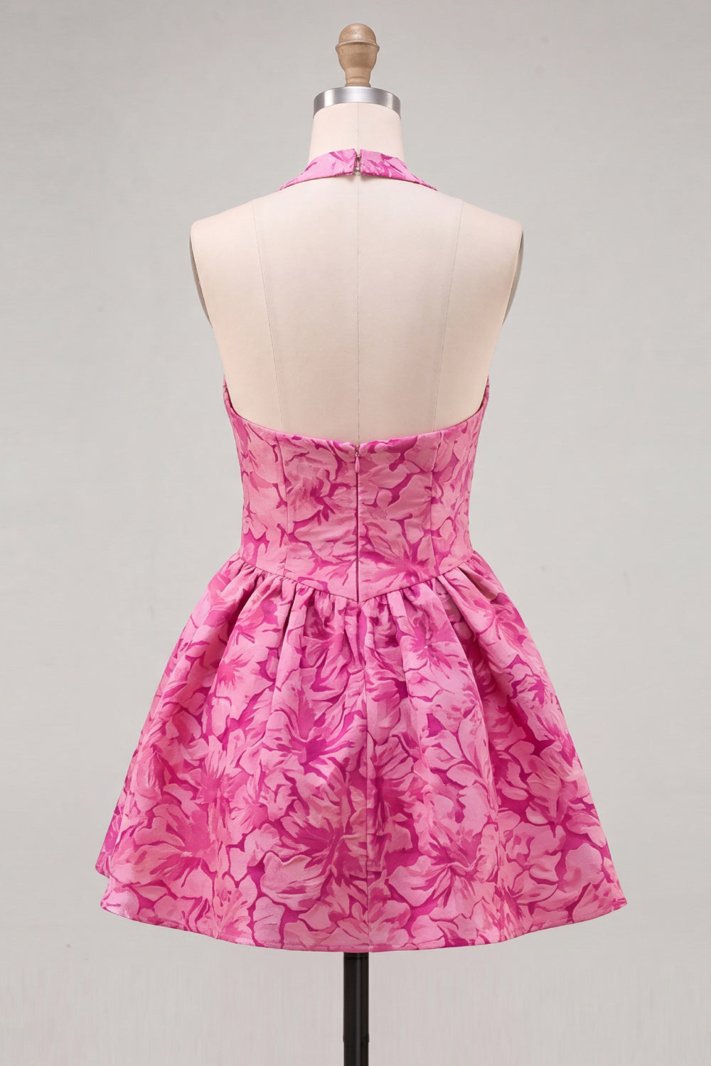 Fuchsia Margot Jacquard Halter A-Line Dress