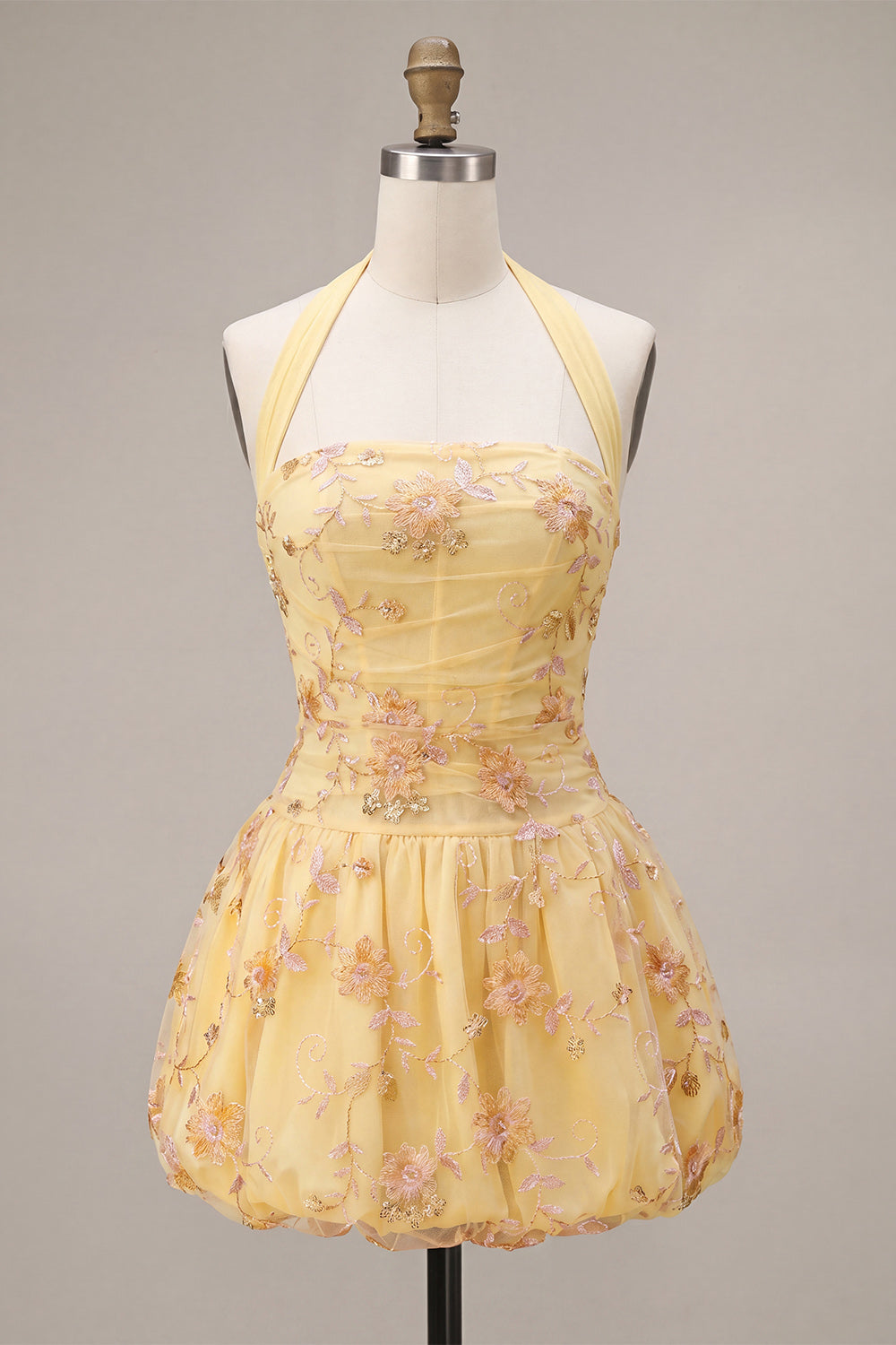 Line Short Corset Homecoming Dress Margot Floral Halter A-Line Homecoming Dress
