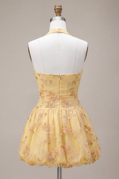 Line Short Corset Homecoming Dress Margot Floral Halter A-Line Homecoming Dress