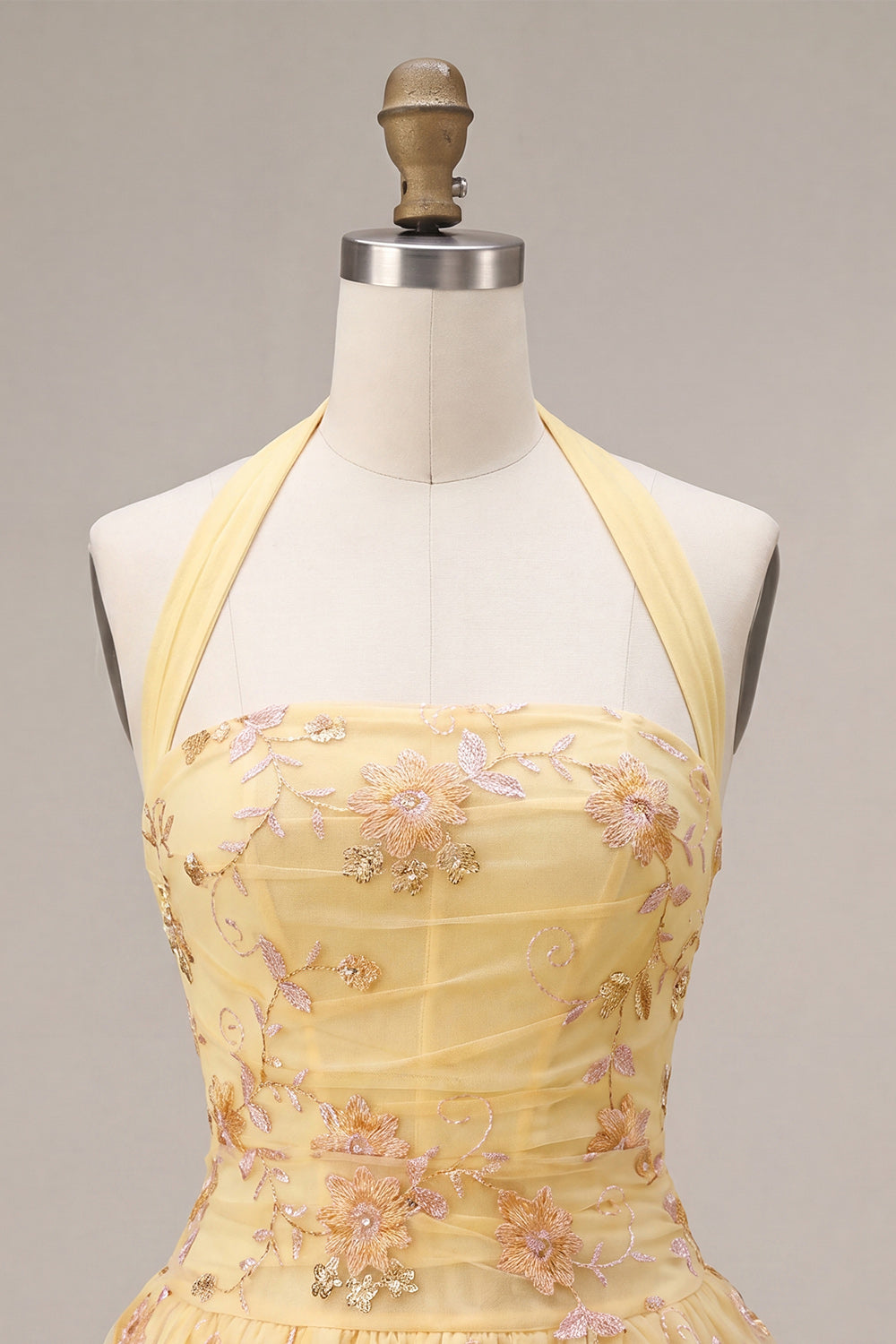 Line Short Corset Homecoming Dress Margot Floral Halter A-Line Homecoming Dress