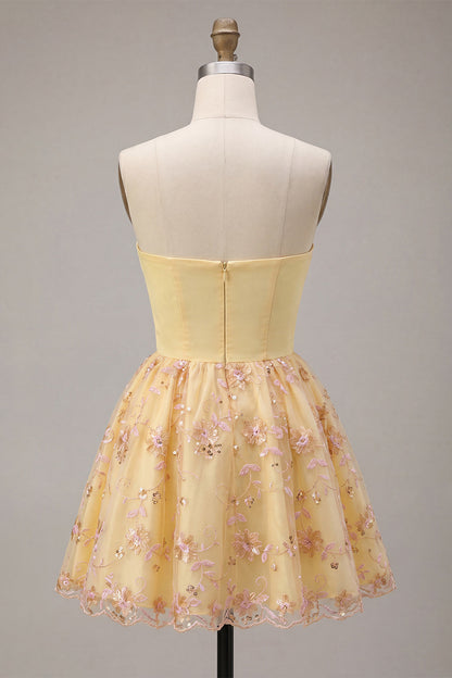 Line Short Homecoming Dress Celeste Sequin Floral A-Line Dress