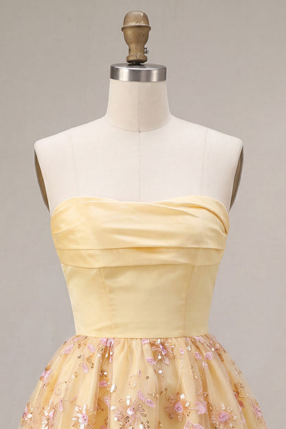 Line Short Homecoming Dress Celeste Sequin Floral A-Line Dress