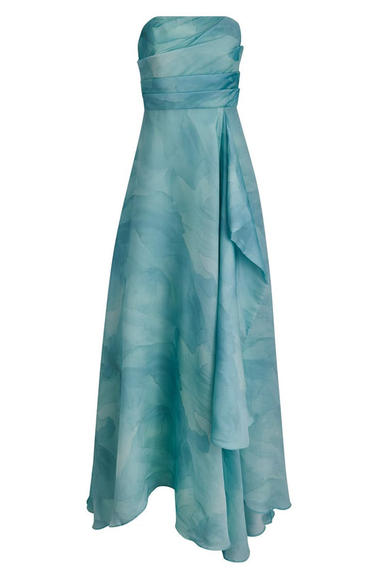 Margot Abstract Floral Strapless Gown