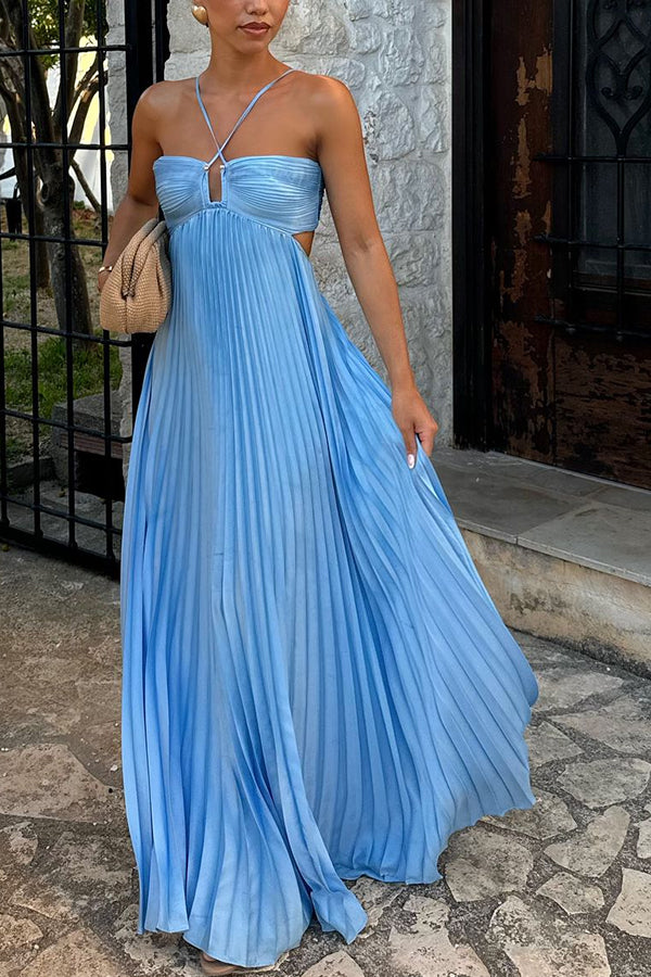 Blue Ophelia Satin Maxi Dress