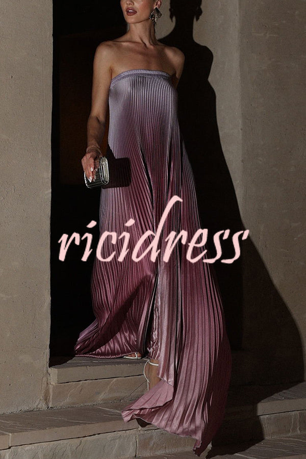 line Gown Maxi Dress Vivienne Satin Pleated Maxi Dress