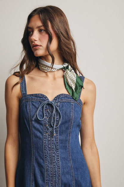 Up Denim Maxi Dress Madeline Lace-Up Denim Maxi Dress