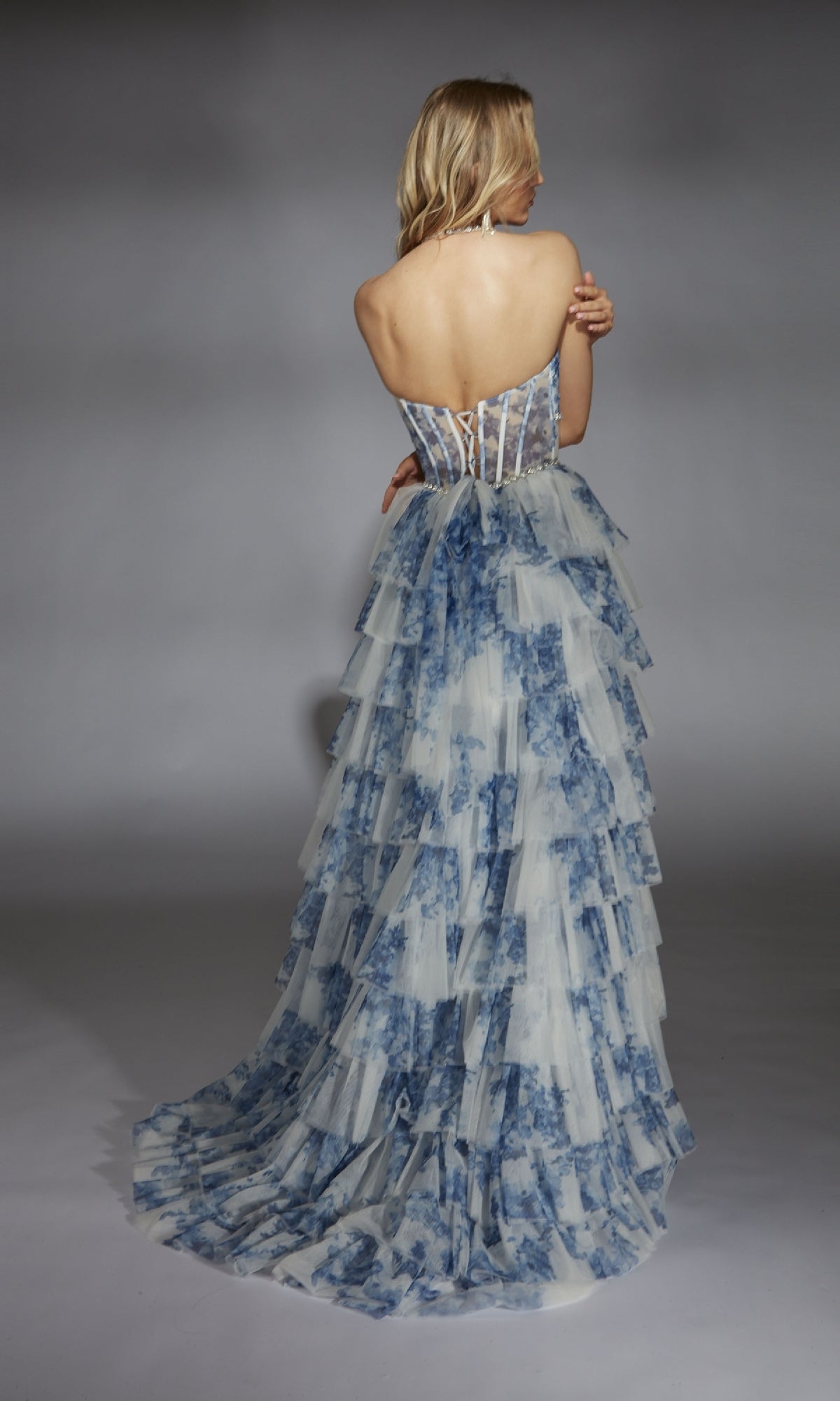 Lilac/White Adelaide Colorblock Evening Gown
