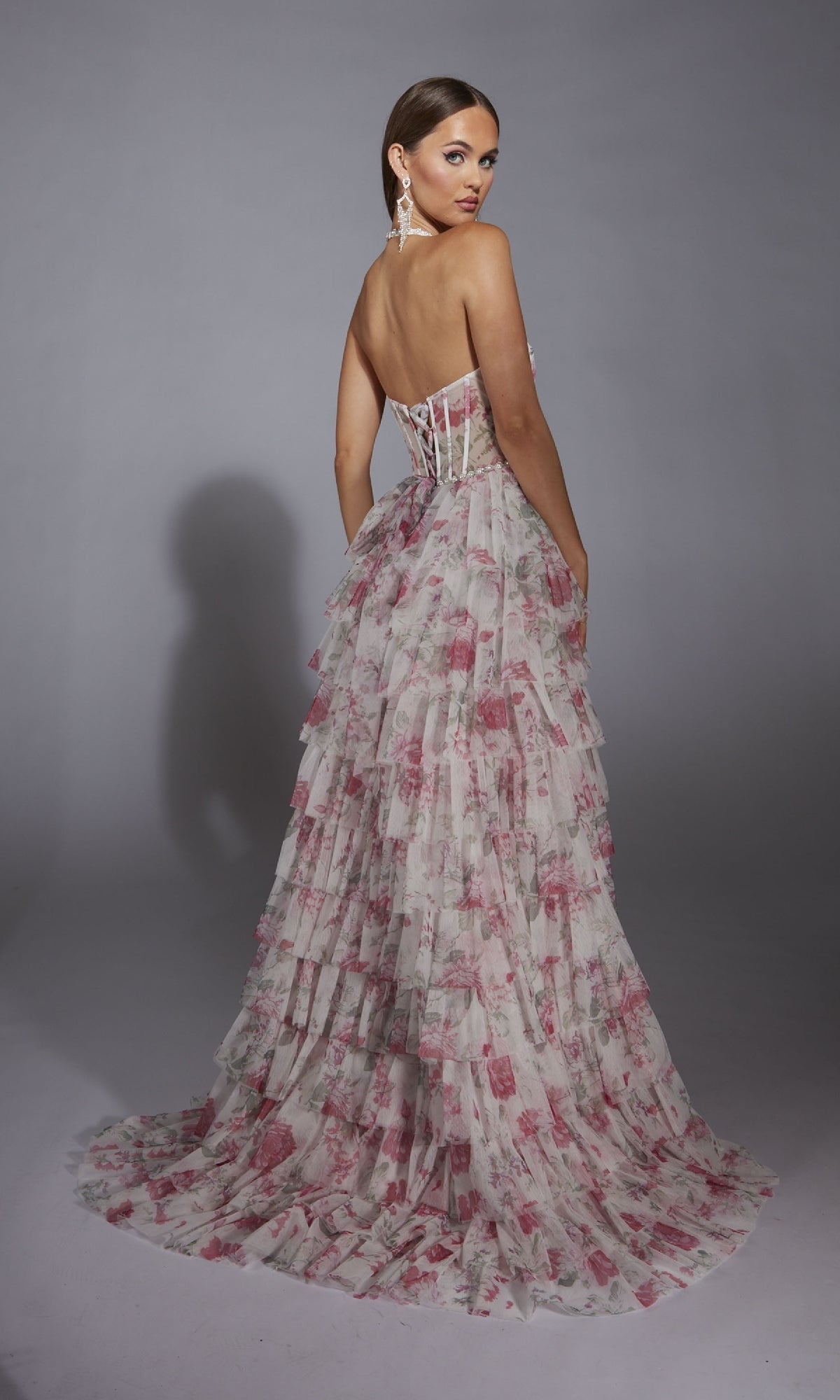 Blue/White Adelaide Colorblock Evening Gown
