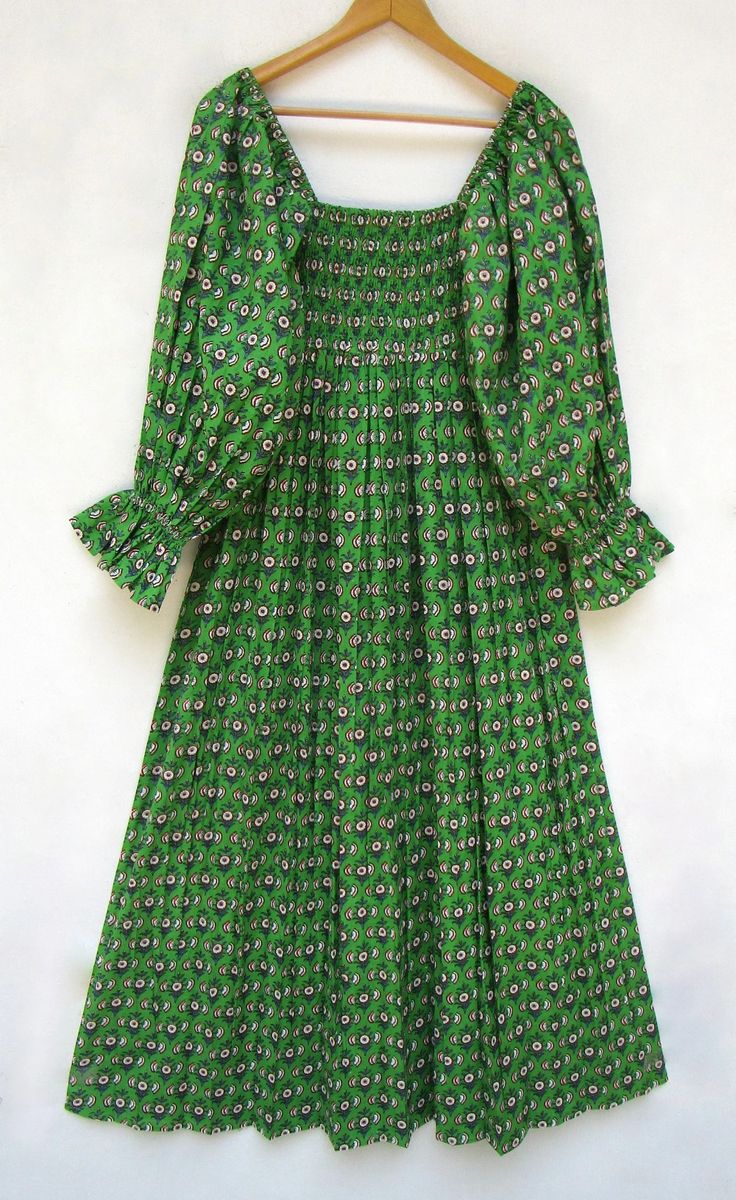 Nature Green Flower Printed Summer Beach Tiered Maxi Dress - Square Neckline With Smocking Long Maxi Dress - Long Ruffle