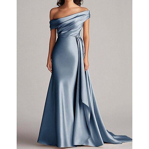 Arabella Off-Shoulder Satin Gown