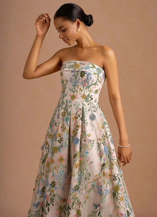 Evangeline Blush Silk Maxi Dress