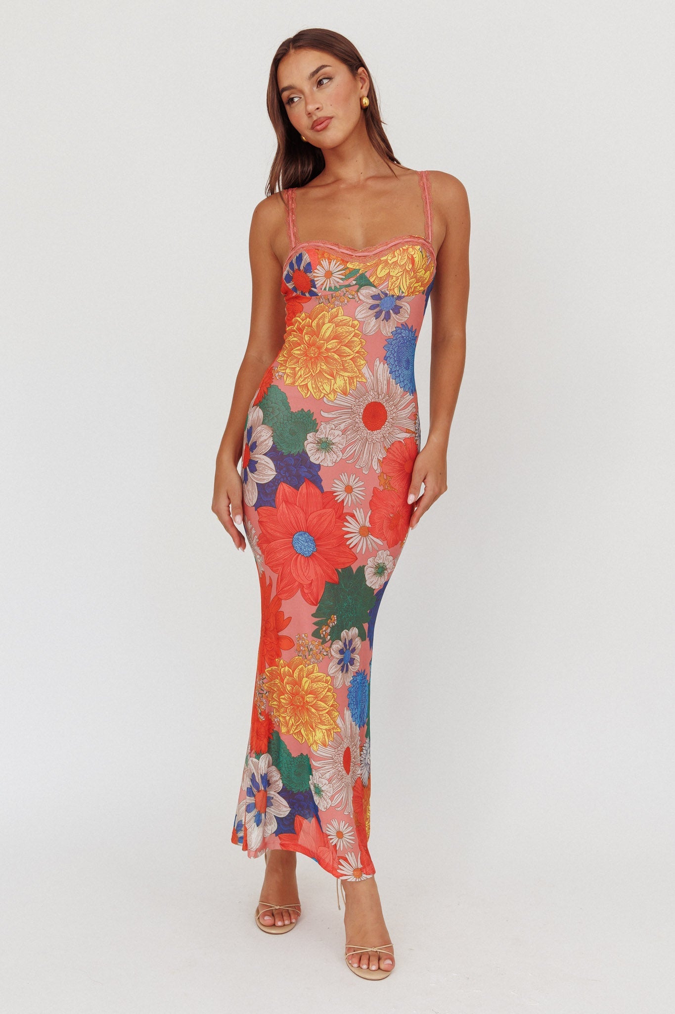 Emilia Lace Maxi Dress in Burnt Orange