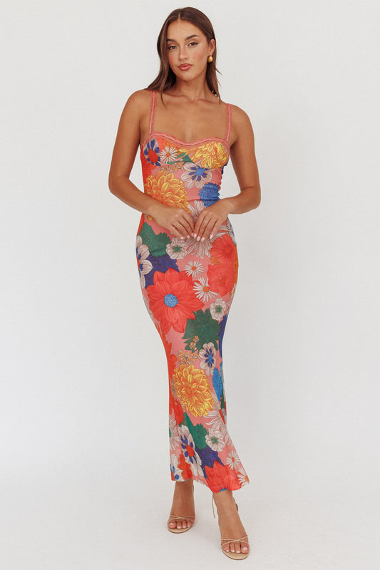 Emilia Lace Maxi Dress in Burnt Orange