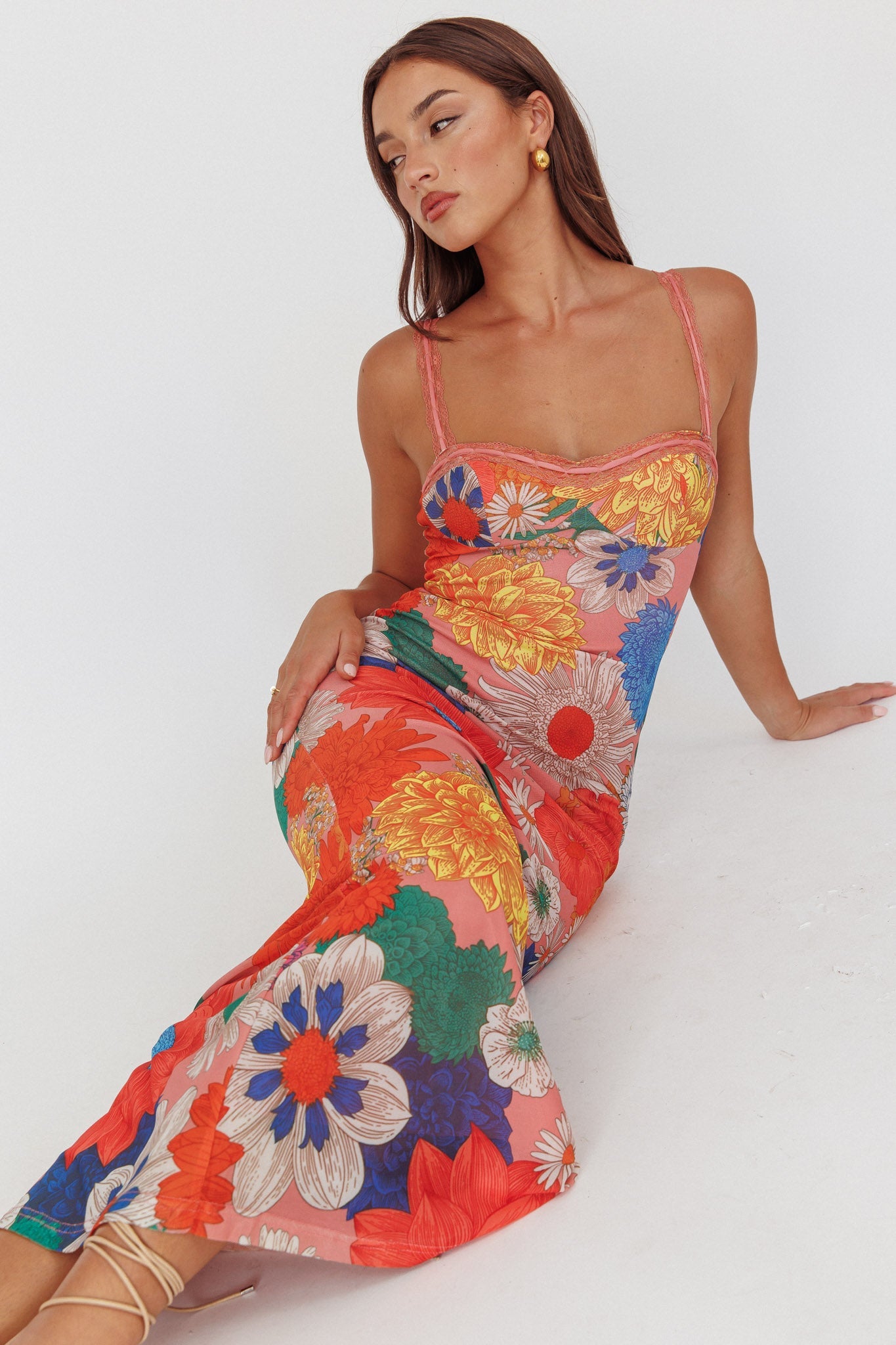 Emilia Lace Maxi Dress in Burnt Orange