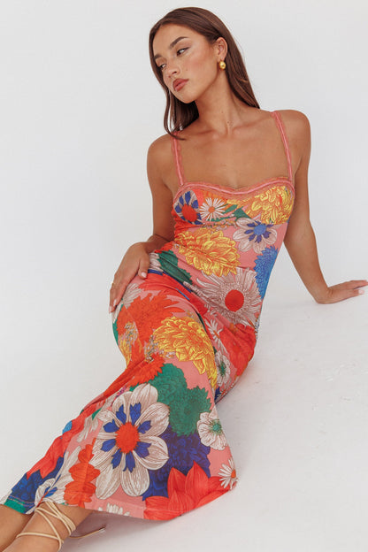 Emilia Lace Maxi Dress in Burnt Orange