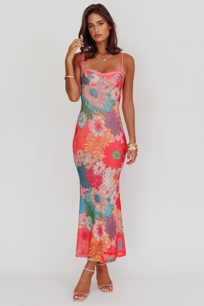 Margot Lace Strap Maxi Dress in Pink