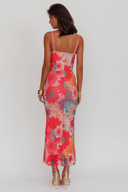 Margot Lace Strap Maxi Dress in Pink