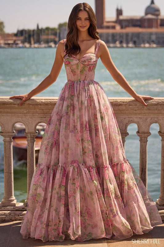 Vivienne Illusion Floral Prom Dress