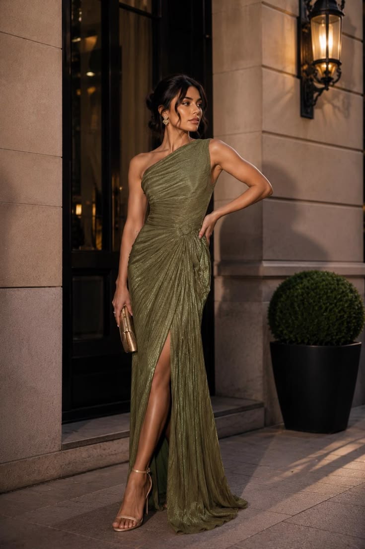 Adelaide Pleated One-Shoulder Maxi Dress