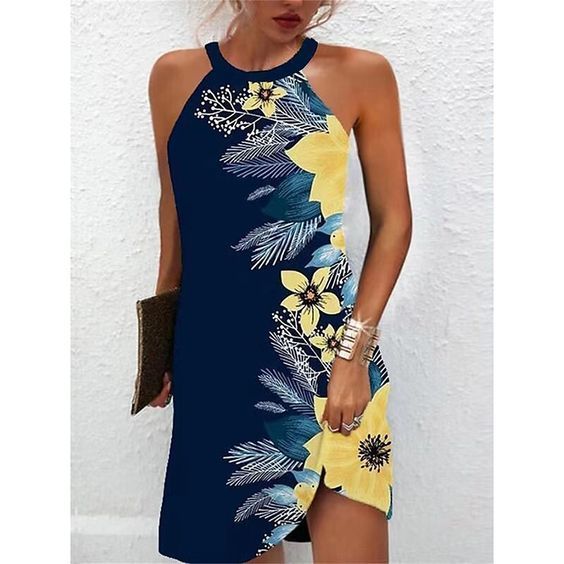 Women's Summer Dress Halter Neck Dress Print Dress Active Fashion Streetwear Outdoor Vacation Daily Regular Fit Paisley 