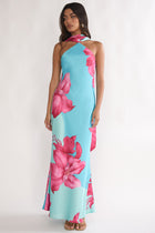 Risha Scarf Maxi Dress in Hot Pink