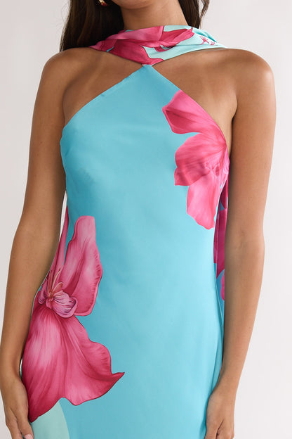Risha Scarf Maxi Dress in Hot Pink