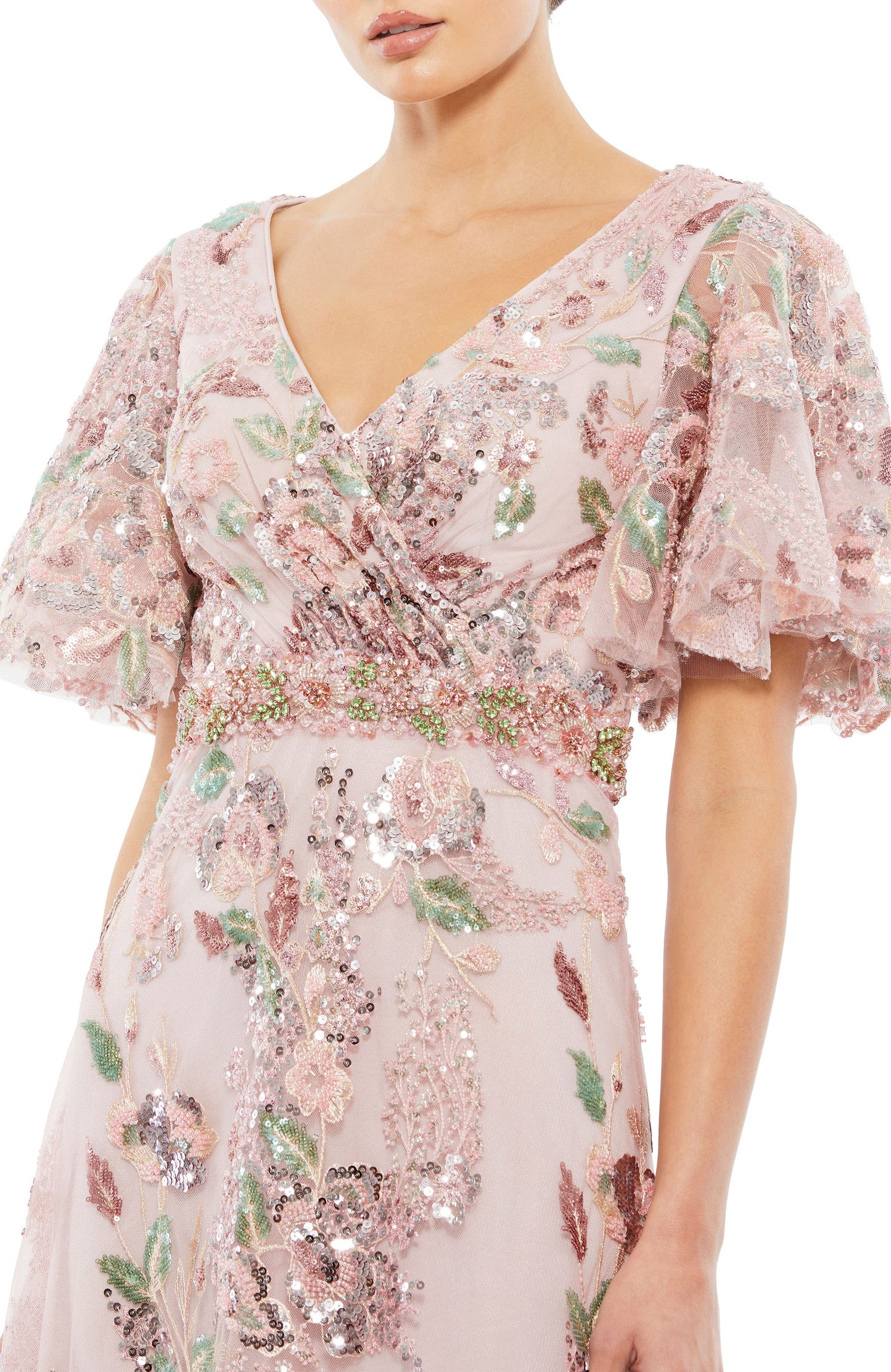 Rose Pink Margot Floral Embellished Gown