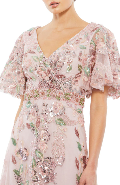 Rose Pink Margot Floral Embellished Gown