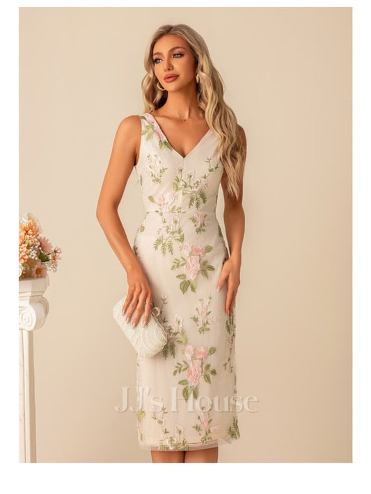 Margot Ivory Floral Embroidered Sheath Dress