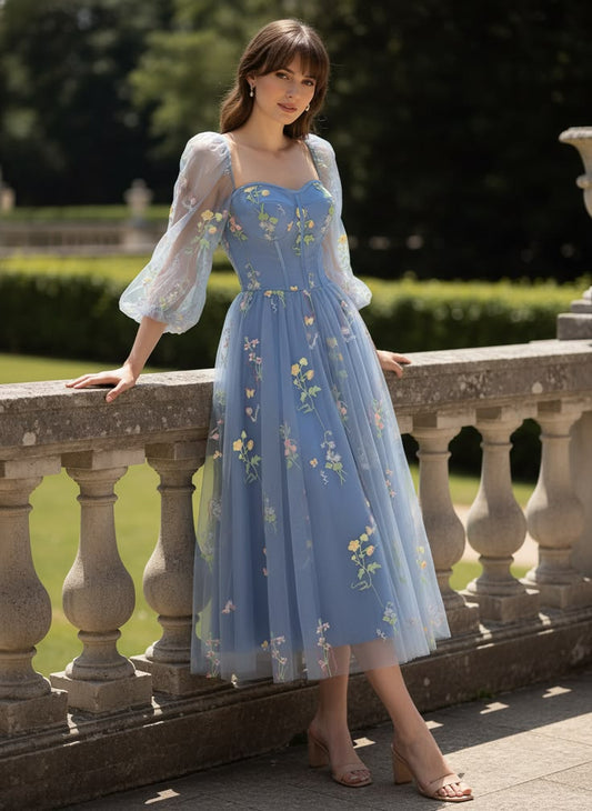 Margot 1930s Embroidered Mesh Dress