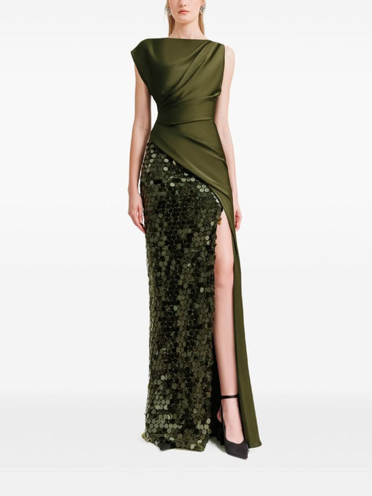 Gemy Maalouf sequin-embellished draped dress - Green